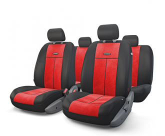 Авточехлы Autoprofi TT, полиэстер, 9 предметов, AirBag черно-красные